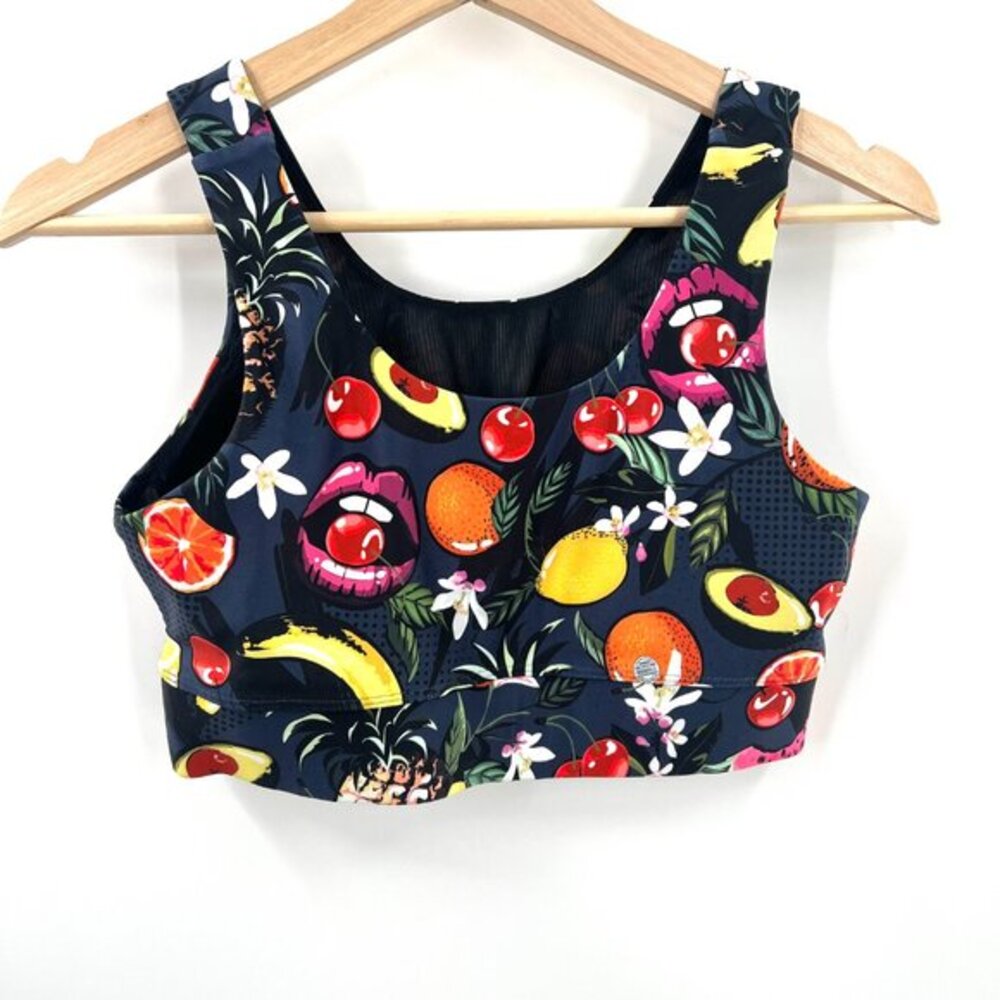 Stronger label sports bra workout top fruit escape ordinary FUNKY loud fun M - Picture 5 of 11